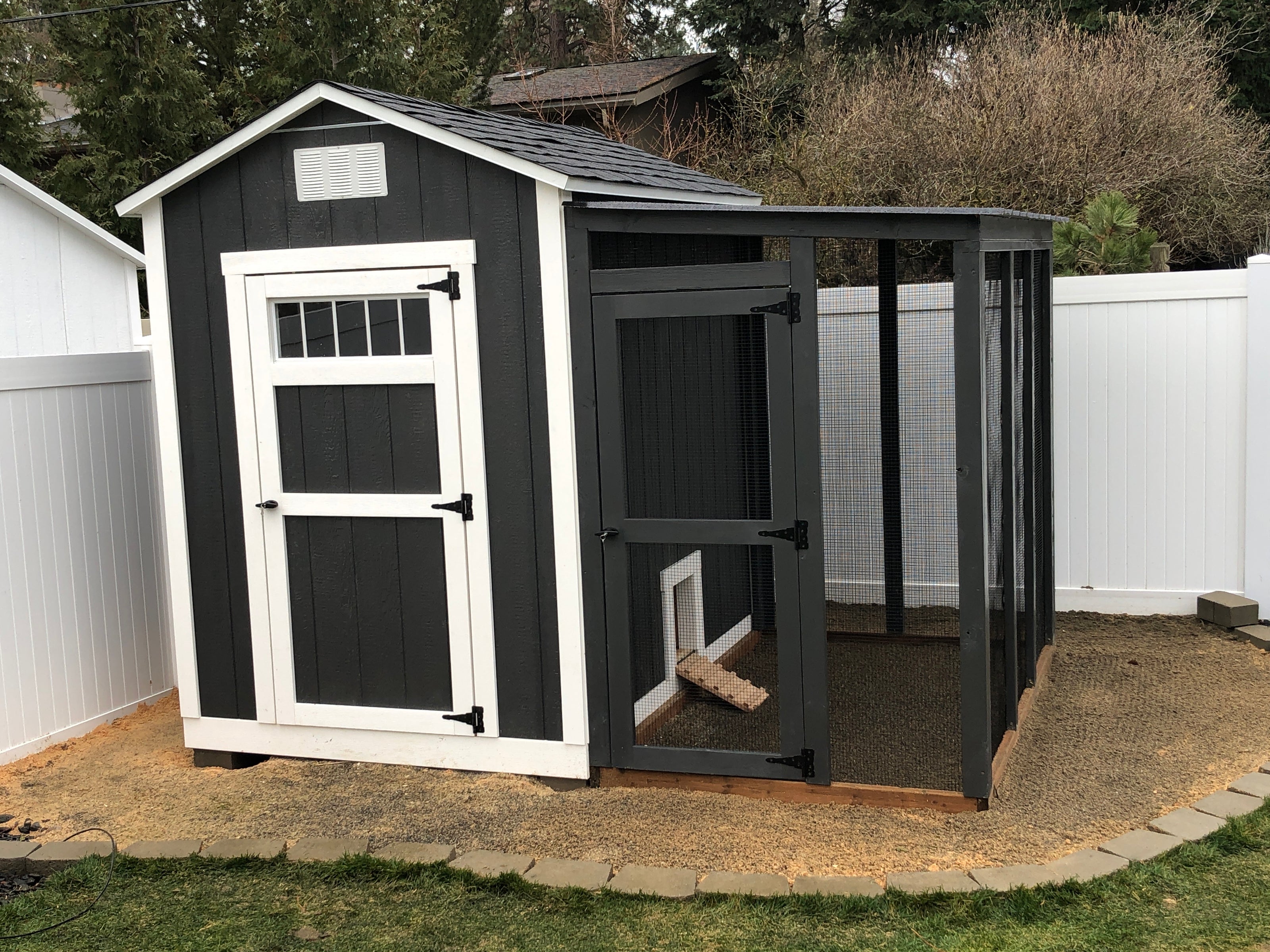 Custom shed with attached chicken coop